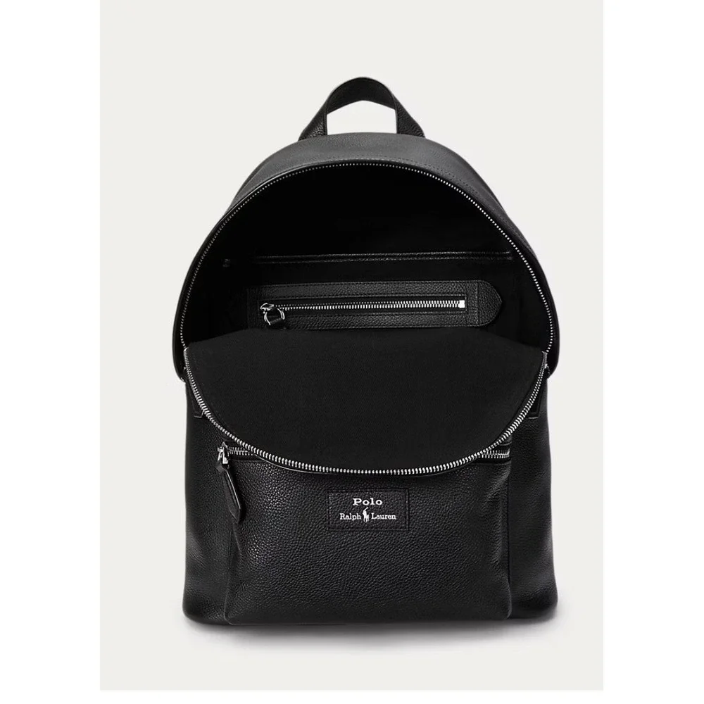 Polo Ralph Lauren Black Pebbled Leather Backpack 405962452001 NWT